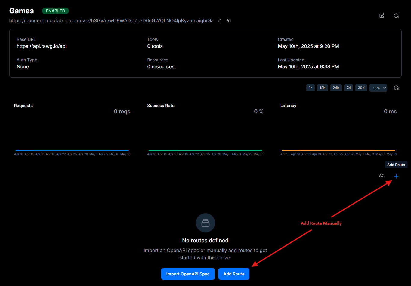 MCP Fabric Add API Route Buttons